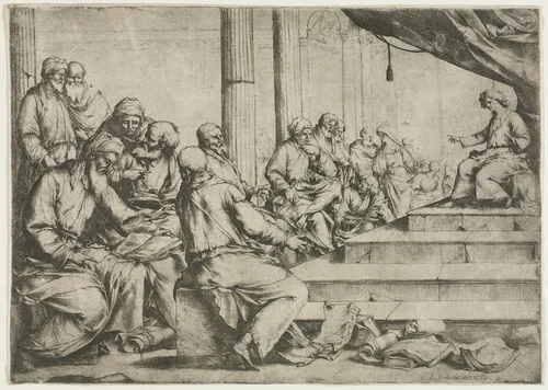 The Young Christ Teaching in the Temple by Luca Giordano, print, 1648-1658