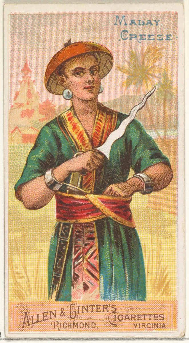 Malay Creese, from the Arms of All Nations series (N3) for Allen & Ginter Cigarettes Brands by Allen & Ginter, print, 1887
