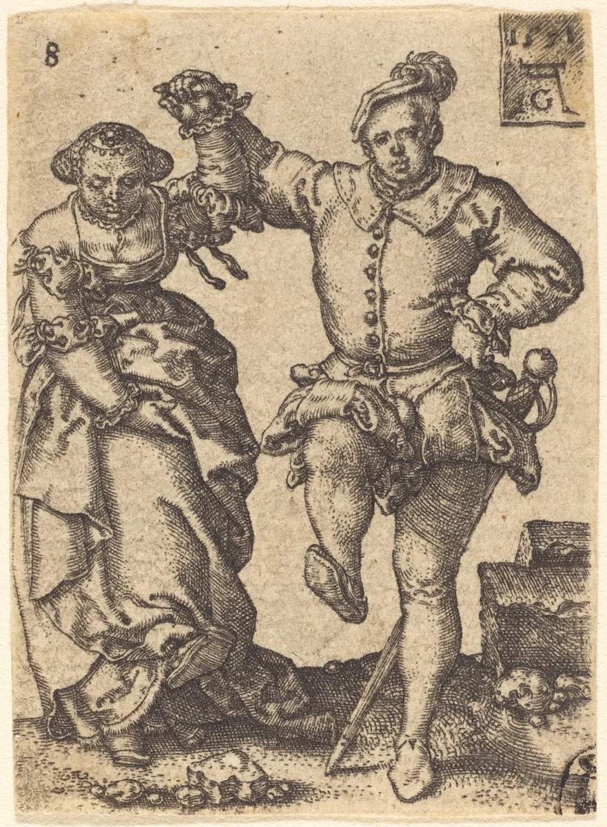 Dancing Couple by Heinrich Aldegrever, print, 1551