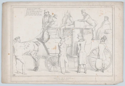 Taking Up a Fare – "All the World's A Stage" by John Doyle, print, 1837