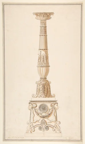 Design for a candlestick by Adolph-Jean LaVergne, drawing, 1839