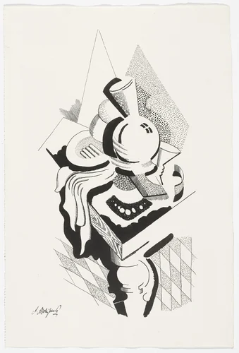 Untitled (Still Life with Vase) from the portfolio Alexandre Archipenko: Dreizehn Steinzeichnungen by Alexander Archipenko, print, 1921