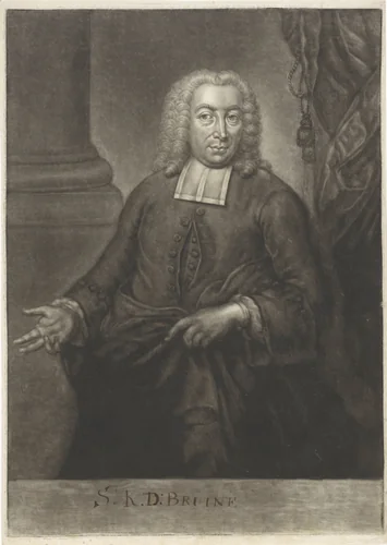 Portret van Samuel Koenraad de Bruine by Johannes van Vilsteren, print, 1723-1763