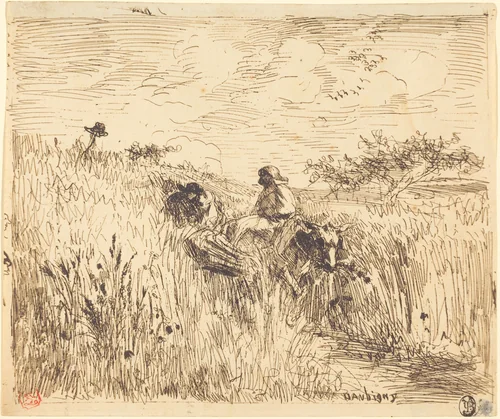 Path through a Wheat Field (Sentier dans les bles) by Charles-François Daubigny, print, 1862