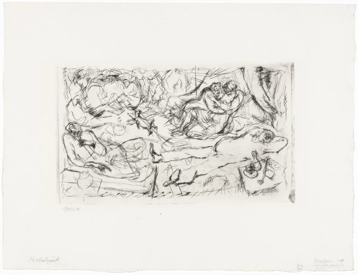 Den of Iniquity (Lasterhöhle) by George Grosz, print, 1914