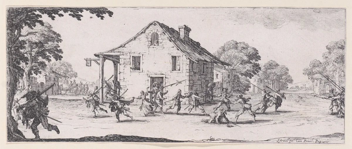 La Maraude (Pilfering), plate 4 from "Les Misères et les Mal-Heures de la Guerre" (The Miseries and Misfortunes of War) by Jacques Callot, print, 1633