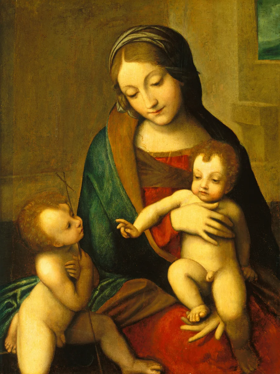 Madonna and Child with the Infant Saint John by Anonymous Artist; Correggio, painting, 1510
