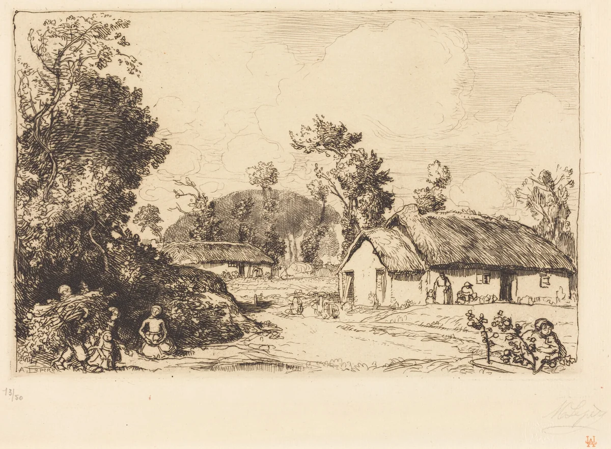 Pastime of Rest, Vendee (Le jeu du reposoir, Vendee) by Auguste Lepère, print, 1849-1918