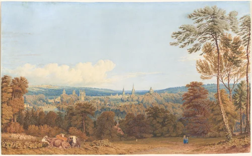 View of Oxford from Headington Hill by William Turner, drawing, 1830