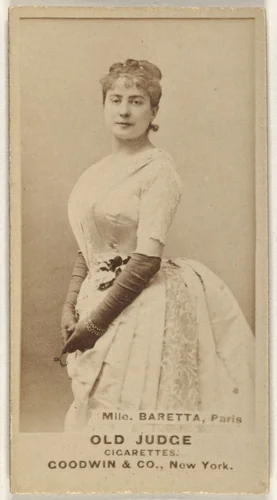 Mlle. Baretta, Paris, from the Actors and Actresses series (N171) for Old Judge Cigarettes by Goodwin & Company, photograph, 1886-1890