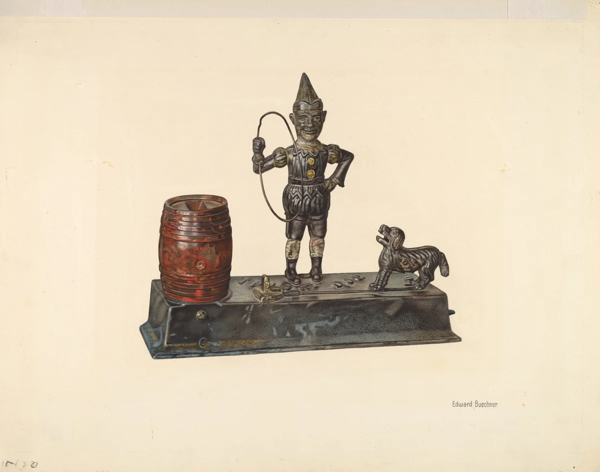 Mechanical Bank: Jumping Dog by Edward W. Buechner, index of american design, 1937