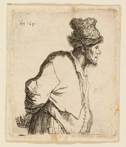 Peasant with His Hands Behind His Back by Rembrandt van Rijn, print, 1629