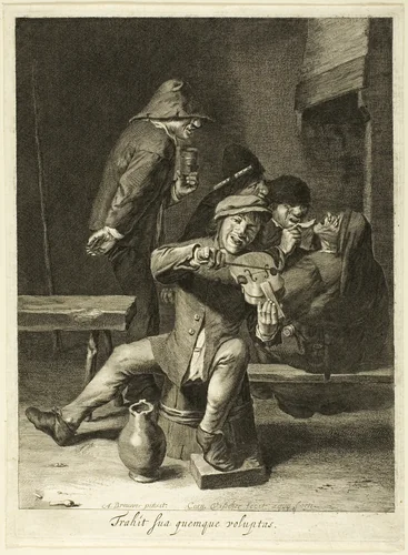Hearing (De Fiool Speelder) by Cornelis Visscher, print, 1651-1658