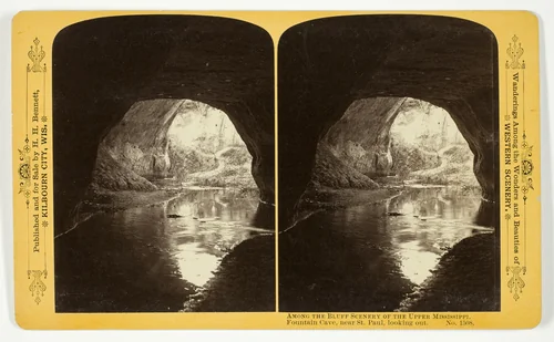 Fountain Cave, near St. Paul, looking out, No. 1508 from the series "Among the Bluff Scenery of the Upper Mississippi" by Henry Hamilton Bennett, photograph, 1870-1908