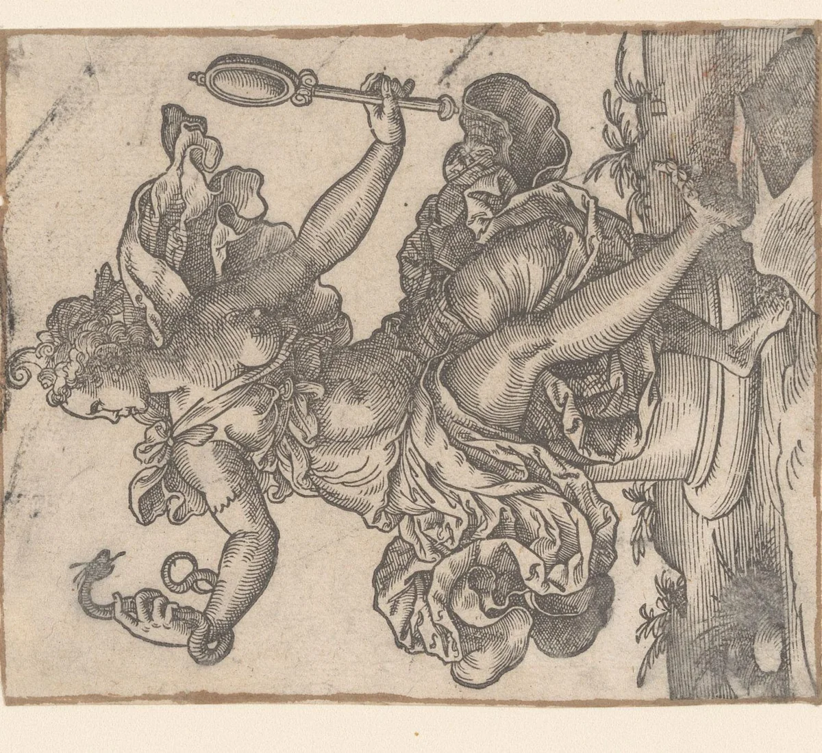 Personificatie van voorzichtigheid by Unknown, print, 1580