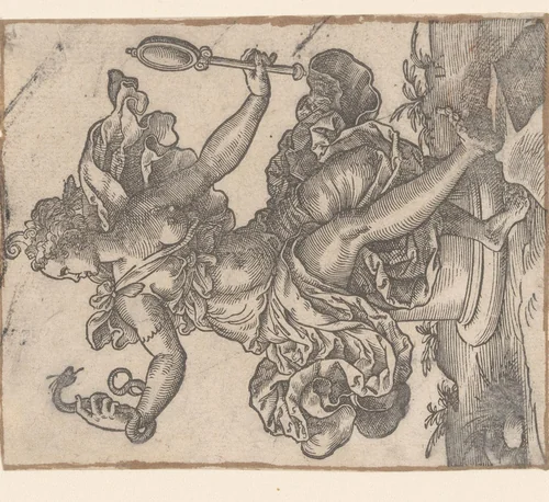 Personificatie van voorzichtigheid by Unknown, print, 1580