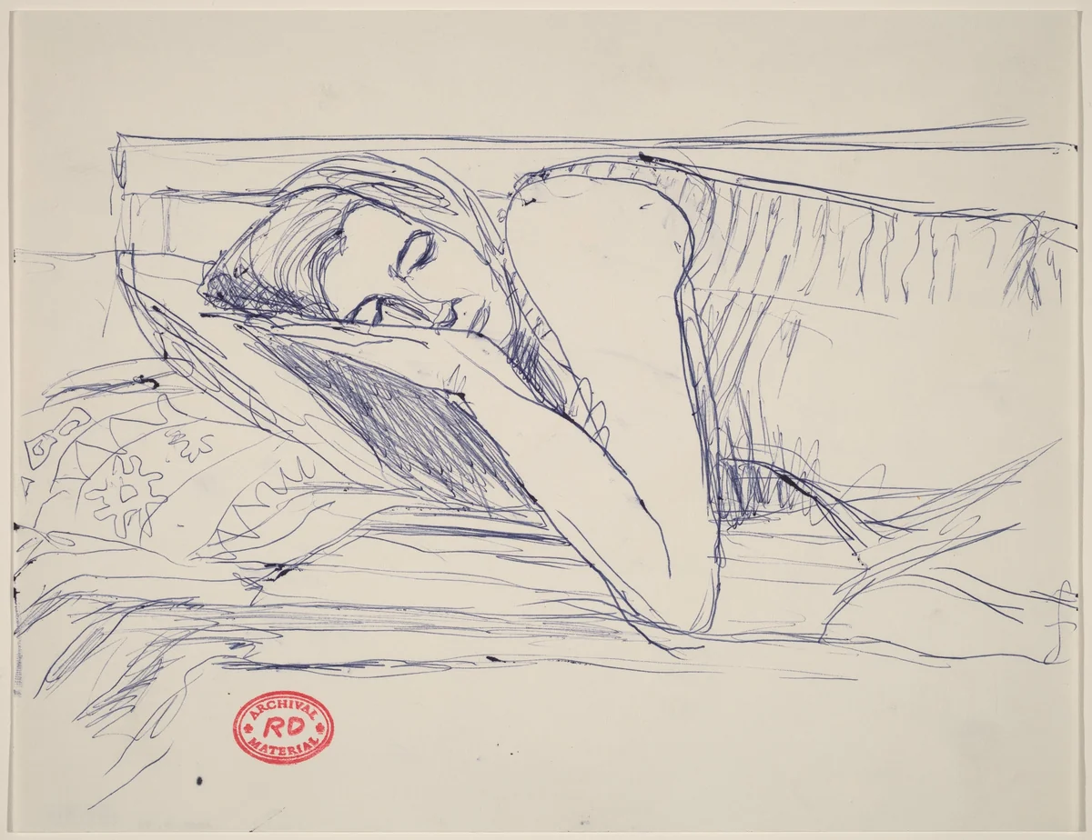Untitled [woman sleeping with head on pillow] by Richard Diebenkorn, drawing, 1955-1967