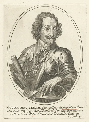 Portret van Gottfried Heinrich, graaf van Pappenheim by Cornelis Danckerts, print, 1613-1656