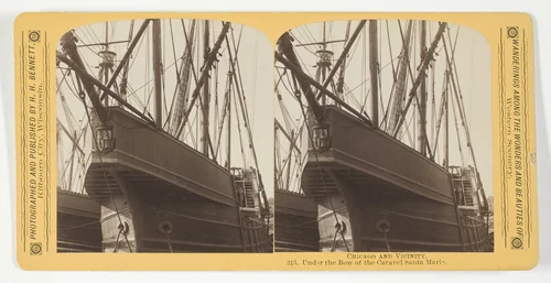 Under the Bow of the Caravel Santa Maria, from the series "Chicago and Vicinity" by Henry Hamilton Bennett, photograph, 1887-1893