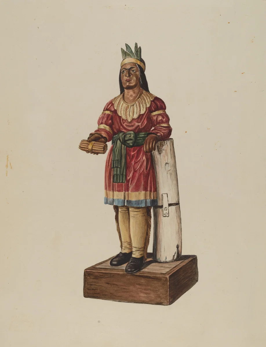 Cigar Store Indian by Marius Hansen, index of american design, 1935-1942