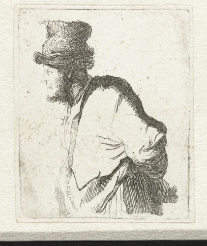 Peasant with his hands behind his back by anonymous, print, 1631