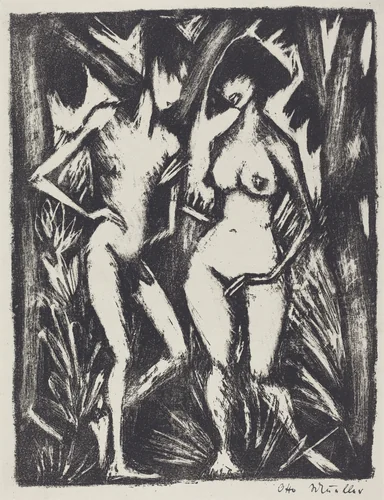 Adam and Eve (Adam und Eva) by Otto Mueller, print, 1920-1923