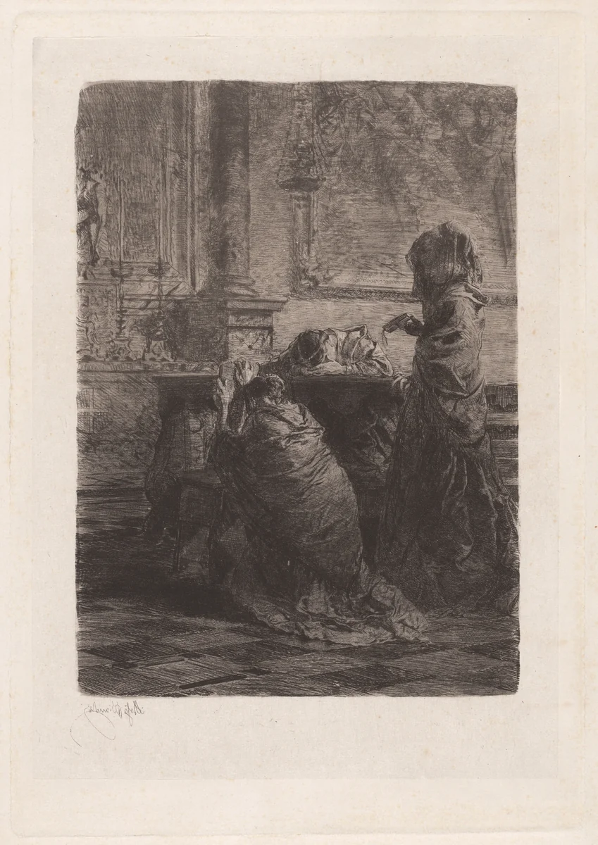 I Fratelli sono al campo [The Men are in the Field] by Mosè Bianchi, print, 1870