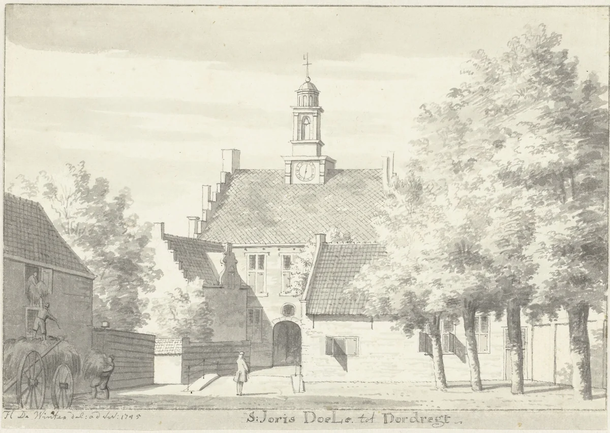 De St. Jorisdoelen te Dordrecht by Hendrik de Winter, drawing, 1745