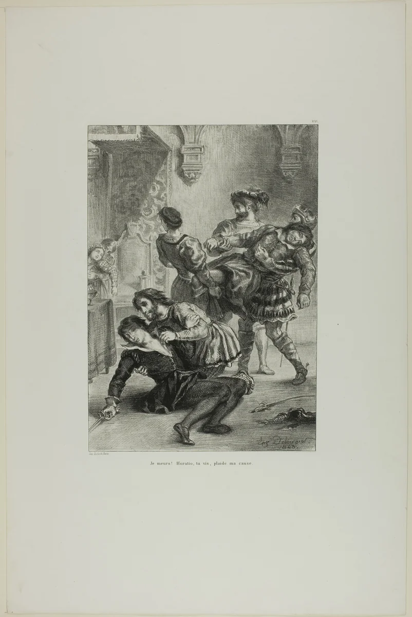 Hamlet's Death, plate 16 from Hamlet by Eugène Delacroix, print, 1843