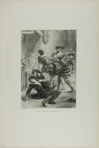 Hamlet's Death, plate 16 from Hamlet by Eugène Delacroix, print, 1843