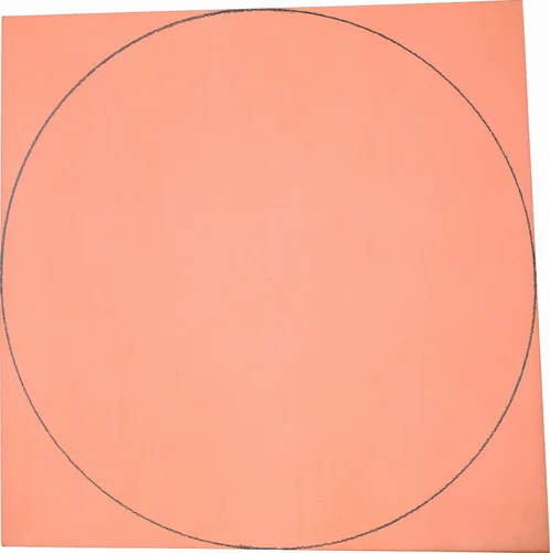 Distorted Red Square-Circle by Robert Mangold, painting, 1971