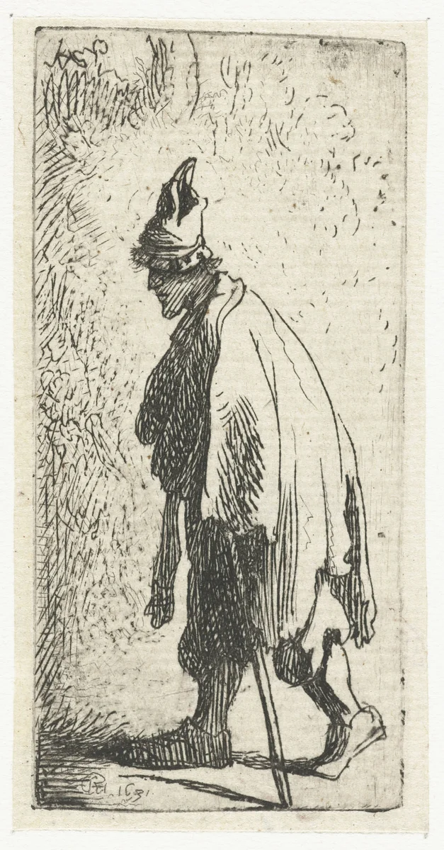 Bedelaar met een stok by anonymous, print, 1631