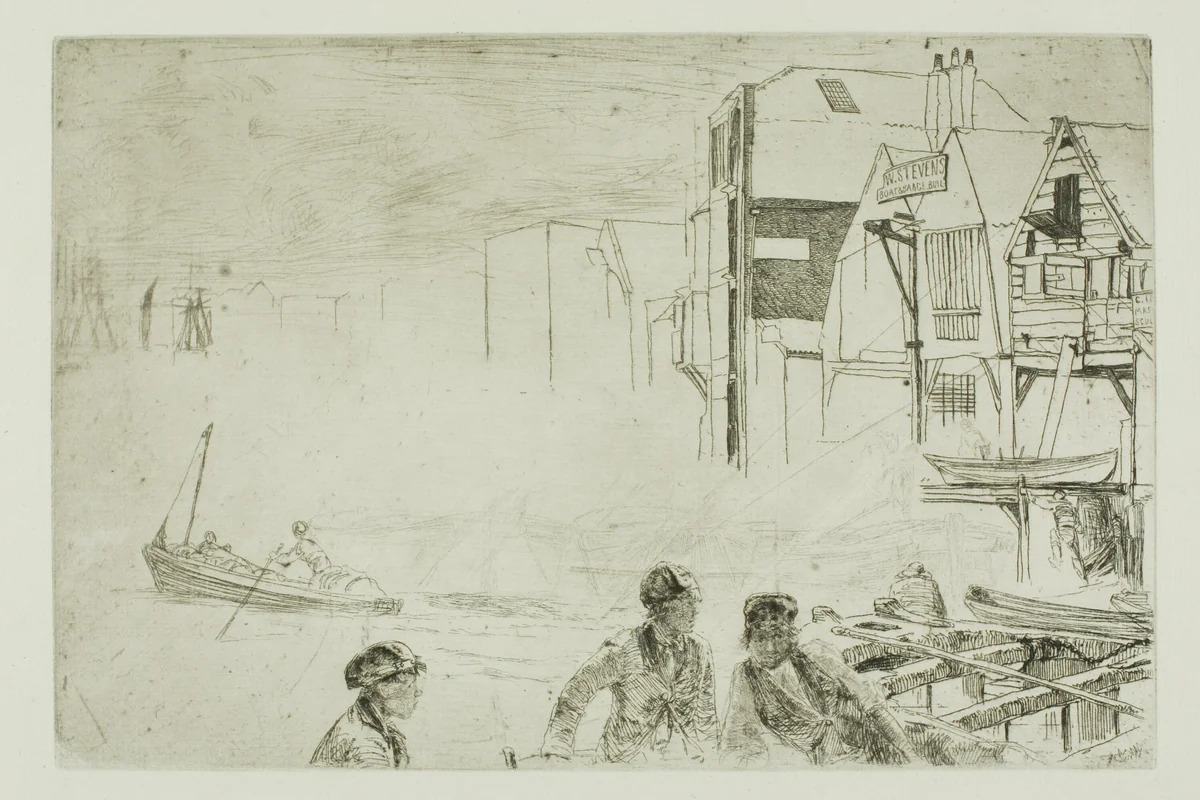 Stevens' Boat Yard by James McNeill Whistler, print, 1859