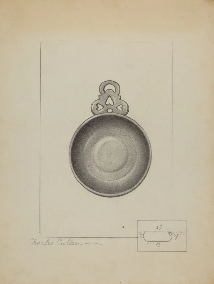 Pewter Porringer by Charles Cullen, index of american design, 1936