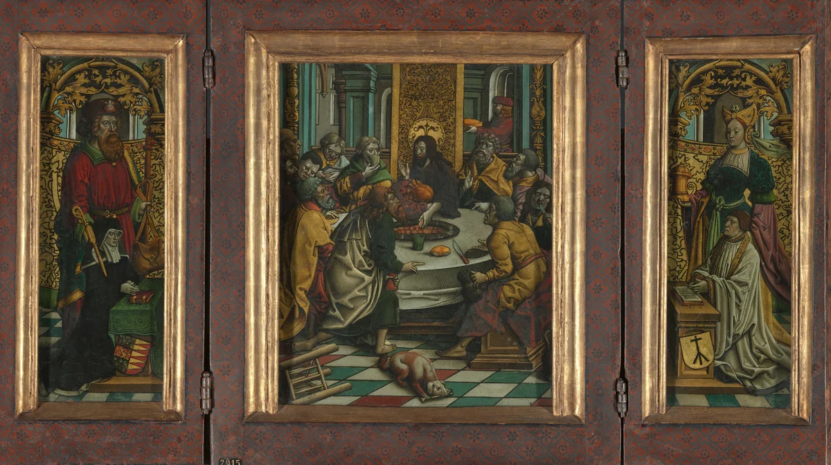 Drieluik met het Laatste Avondmaal en stichters by Unknown, painting, 1525-1530