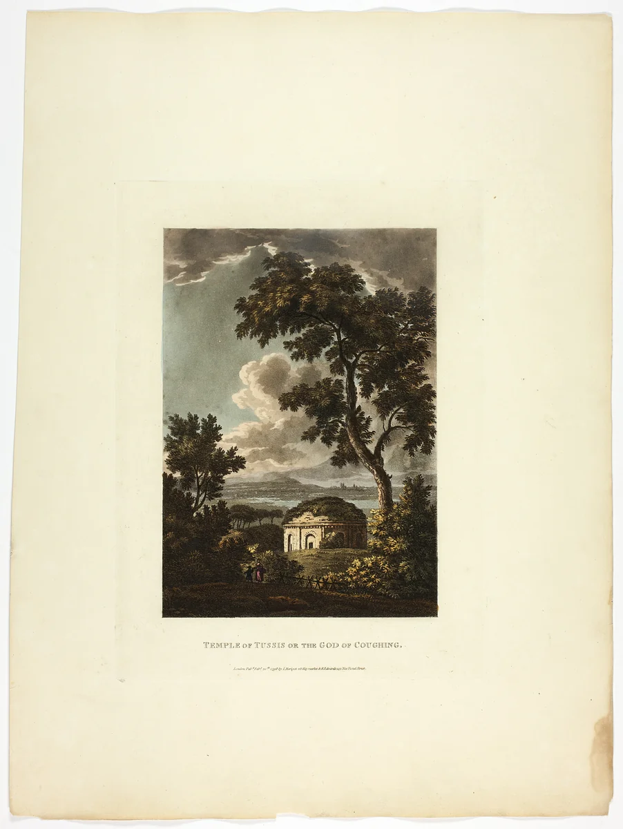 Temple of Tussis or the God of Coughing, plate twenty-nine from the Ruins of Rome by M. Dubourg, print, 1798