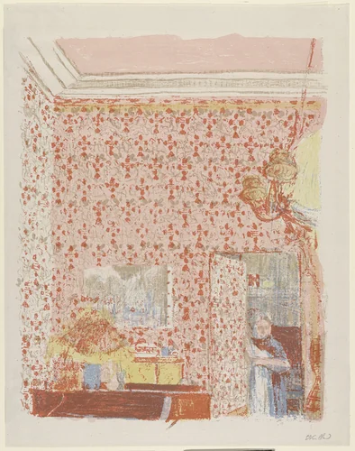 Interior with Pink Wallpaper I (Intérieur aux tentures roses I) from Landscapes and Interiors (Paysages et intérieurs) by Édouard Vuillard, print, 1899