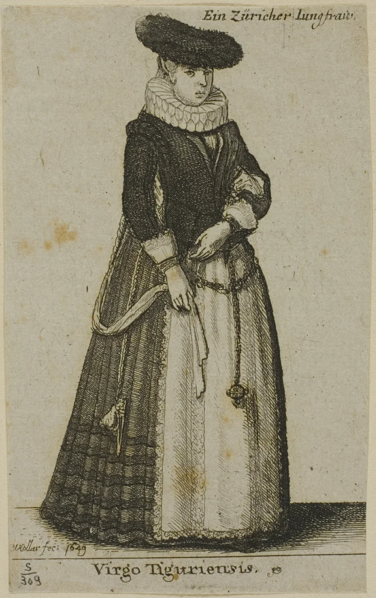 Young Zurich Woman by Wenceslaus Hollar, print, 1649
