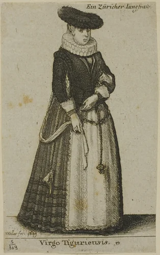 Young Zurich Woman by Wenceslaus Hollar, print, 1649