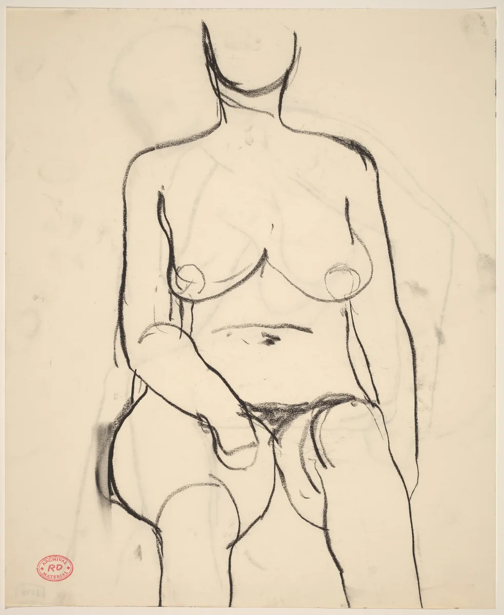 Untitled [front view of a seated female nude] by Richard Diebenkorn, drawing, 1955-1967