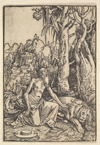 St. Jerome in the Desert by Hans Baldung, print, 1511