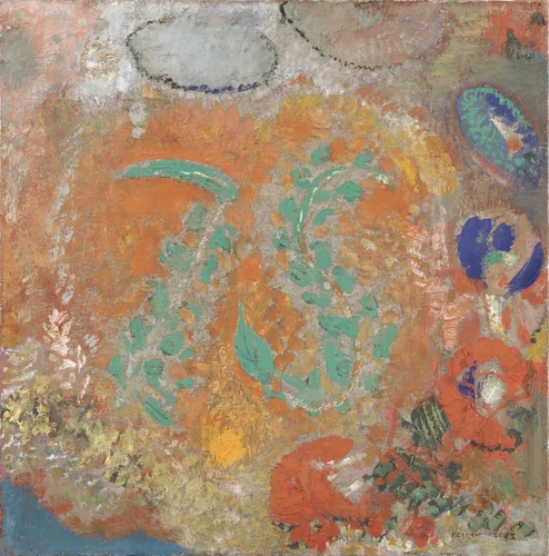 Composition: Flowers without a Vase by Odilon Redon, painting, 1905