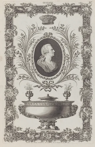 Portrait of the Duke of Northumberland, Vase and Ornamental Frame, no. CCCLXXI, plate 56 from "Designs for Various Ornaments" by Michelangelo Pergolesi, print, 1792