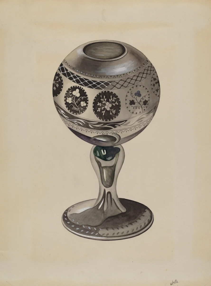 Mirrored Glass Vase by Edward White, index of american design, 1936