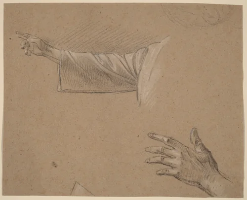 Study of a Right Arm and a Left Hand by Benjamin West, drawing, 1738-1820