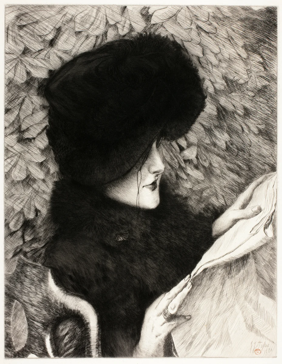 The Newspaper by James Tissot, print, 1883