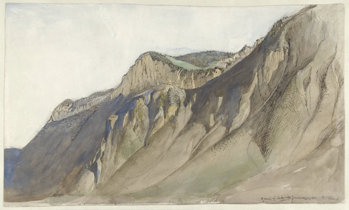 Bergkam aan het Meer van Genève by John Ruskin, drawing, 1829-1900