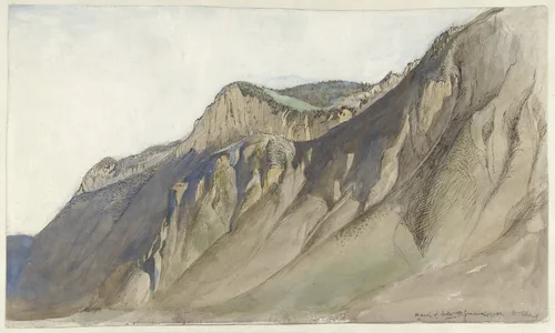 Bergkam aan het Meer van Genève by John Ruskin, drawing, 1829-1900