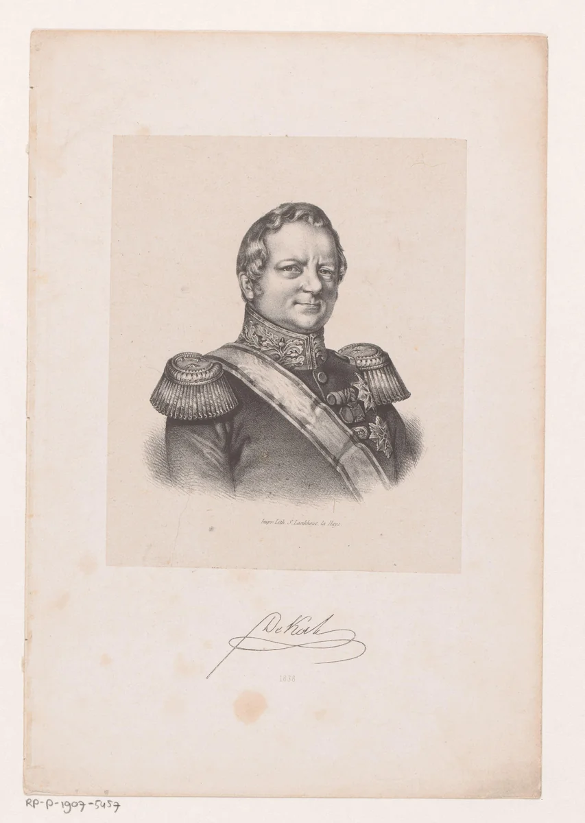 Portret van Hendrik Mercus de Kock by anonymous, print, 1838