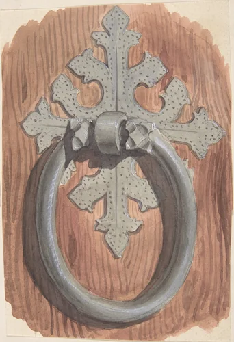 Door-ring by anonymous, drawing, 1850-1900